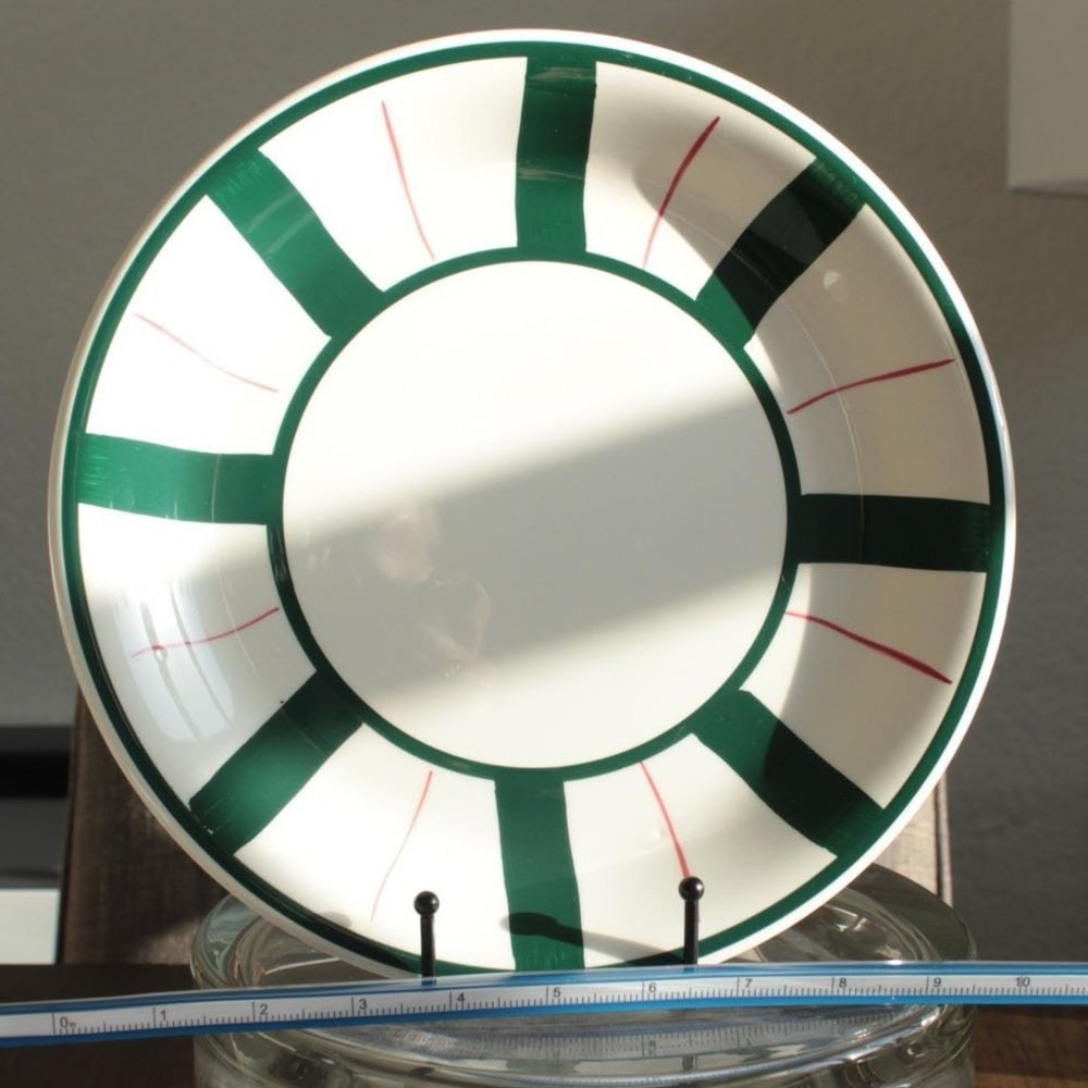 Furio Italy Large 12 inch Serving‎ Plate Platter Green Red Striped Ceramic